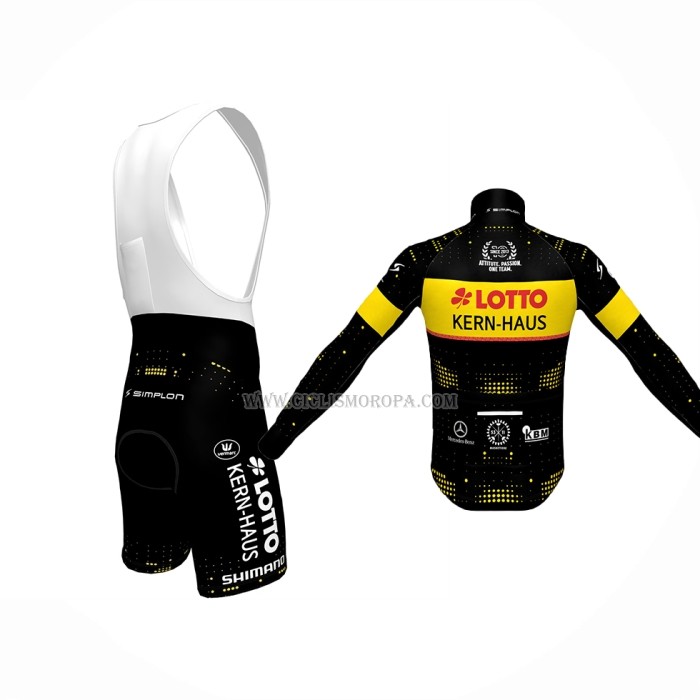 2023 Ropa Ciclismo Lotto-kern Haus Negro Amarillo Mangas Largas y Culotte Largo
